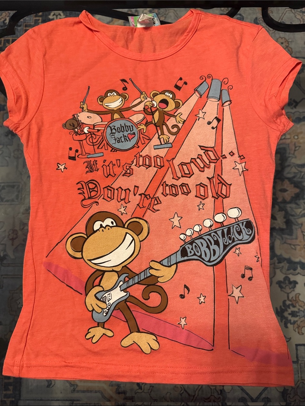 Bobby Jack Girls' Coral Short-Sleeve Graphic Tee - Monkey Guitar